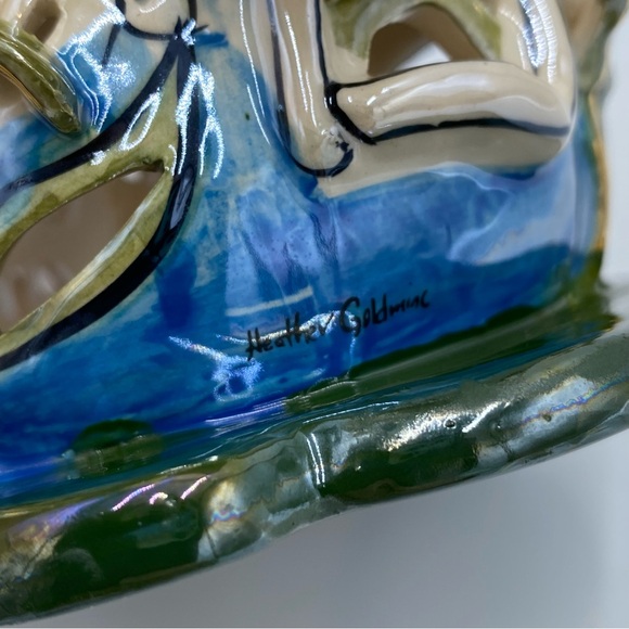 2002 Blue Sky Clayworks Fairy Lily Flower Birdhouse Tea Light Candle Holder - Picture 11 of 12